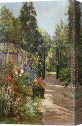 Alfred De Breanski Canvas Paintings - The Summer Garden by Alfred de Breanski