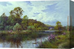 Alfred De Breanski Canvas Paintings - The Thames - Summer Morning near Maidenhead by Alfred de Breanski