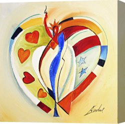 American Canvas Paintings - AMERICAN HEARTS I by Alfred Gockel