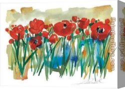 Poppies 1886 Canvas Paintings - Field of Poppies by Alfred Gockel