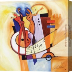 Square Canvas Paintings - Jazz on the Square by Alfred Gockel