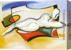 Beach Canvas Paintings - Nude On Beach by Alfred Gockel