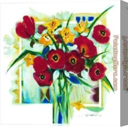 Poppies 1886 Canvas Paintings - Red Poppies In Vase by Alfred Gockel