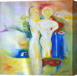 Romance Canvas Paintings - ROMANCE IN A FAR OFF PLACE by Alfred Gockel