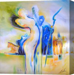 Romance Canvas Paintings - ROMANCE IN AN EXOTIC PLACE by Alfred Gockel