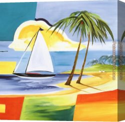 Sailing Canvas Paintings - Sailing the Caribbean I by Alfred Gockel