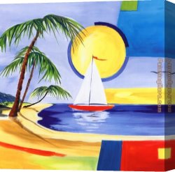 Sailing Canvas Paintings - Sailing the Caribbean II by Alfred Gockel