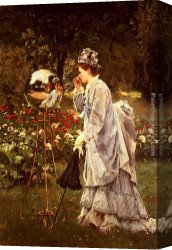 Boules Canvas Paintings - La Boule De Verre by Alfred Stevens