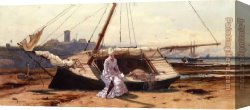 One Moment,please Canvas Paintings - A Pensive Moment by Alfred Thompson Bricher