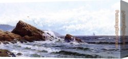 Wave Canvas Paintings - Crashing Waves by Alfred Thompson Bricher