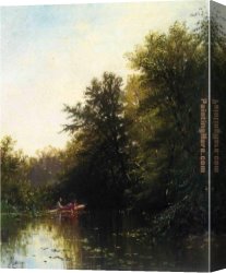 Stream Canvas Paintings - On the Mill Stream by Alfred Thompson Bricher