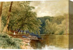 Hire Canvas Paintings - Rowboats for Hire by Alfred Thompson Bricher