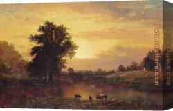 Catskill Canvas Paintings - Sunset in the Catskills by Alfred Thompson Bricher