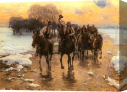 Return Canvas Paintings - The Happy Return by Alfred von Kowalski Wierusz