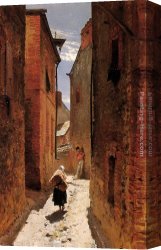 Town Canvas Paintings - Street In The Old Town by Alphonse de Neuville
