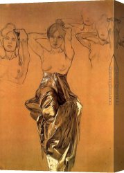 Study of a Punt Moored at Twickenham Canvas Paintings - Mucha Study of Drapery by Alphonse Maria Mucha
