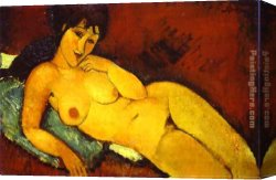 Blue Nude I 1952 Canvas Paintings - Nude on a Blue Cushion by Amedeo Modigliani