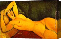 Amedeo Canvas Paintings - Reclining Nude with Left Arm Resting on Forehead by Amedeo Modigliani