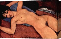 Nude Canvas Paintings - Red Nude by Amedeo Modigliani