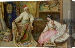 Amedeo Canvas Paintings - The Carpet Merchant by Amedeo Momo Simonetti