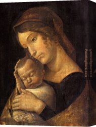 Madonna Canvas Paintings - Madonna with Sleeping Child by Andrea Mantegna