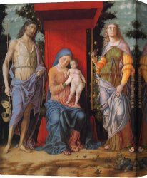 Virgin of The Rocks Canvas Paintings - Virgin and child with the Magdalen and St John the Baptist by Andrea Mantegna