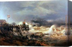Peace in The Midst of The Storm Canvas Paintings - Storm at Dutch Coast by Andreas Achenbach