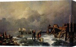 Francisco De Goya Canvas Paintings - Ufer des zugefrorenen Meeres by Andreas Achenbach