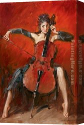 Untitled Green Red on Orange 1951 Canvas Paintings - Red Symphony by Andrew Atroshenko