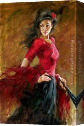 Dancer Canvas Paintings - The Fan Dancer by Andrew Atroshenko