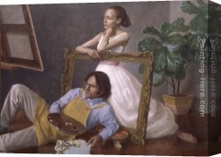 Model Canvas Paintings - Artist and Model III by Andrew Sterrett Conklin