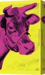 Pink Canvas Paintings - Cow Pink on Yellow by Andy Warhol