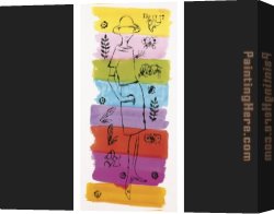 Figure Canvas Paintings - Female Fashion Figure with Flowers and Plants by Andy Warhol