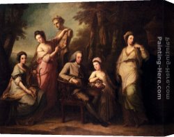 Wife Canvas Paintings - Portrait Of Philip Tisdal With His Wife And Family by Angelica Kauffmann