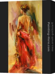 Anna Canvas Paintings - Lady In A Red Dress II by Anna Razumovskaya