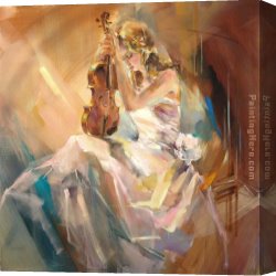 Romance Canvas Paintings - Romance with a Violin by Anna Razumovskaya