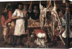 Annibale Carracci Canvas Paintings - Butcher's Shop by Annibale Carracci