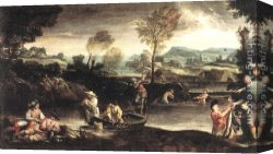 Annibale Carracci Canvas Paintings - Fishing by Annibale Carracci