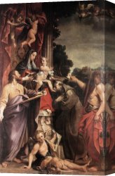 Annibale Carracci Canvas Paintings - Madonna Enthroned with St Matthew by Annibale Carracci