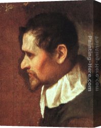 Annibale Carracci Canvas Paintings - Self-Portrait in Profile by Annibale Carracci