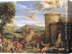 Annibale Carracci Canvas Paintings - The Martyrdom of St. Stephen by Annibale Carracci