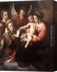 Annibale Carracci Canvas Paintings - The Mystic Marriage of St Catherine by Annibale Carracci