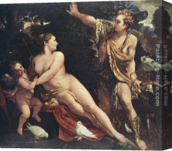 Annibale Carracci Canvas Paintings - Venus and Adonis by Annibale Carracci