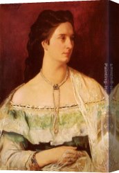 Portrait of a Girl Wearing a Pearl Necklace Canvas Paintings - Portrait Of A Lady Wearing A Pearl Necklace by Anselm Friedrich Feuerbach