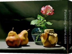 Untitled Green Red on Orange 1951 Canvas Paintings - Red and Green by Anthony J. Ryder