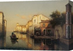 The Doge's Palace From The Entrance to The Grand Canal Canvas Paintings - A View of Grand Canal Venice by Antoine Bouvard
