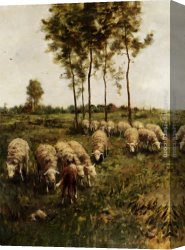 A Shepherdess with Her Flock Canvas Paintings - Watching The Flock by Anton Mauve