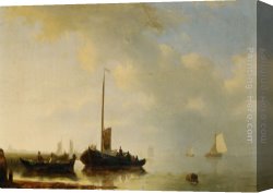 Sailing Canvas Paintings - Sailing vessels off the Dutch coast by Antonie Waldorp