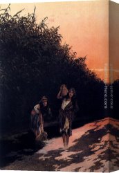 Oriental Canvas Paintings - Young Oriental Girls by Antonio Fabres y Costa