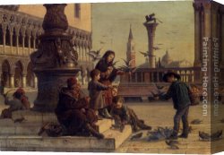 Feeding The Goldfish Canvas Paintings - Feeding The Pigeons by Antonio Paoletti